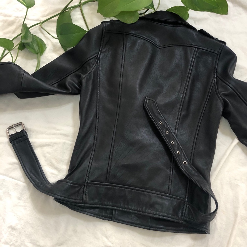 MAJE Bocelui Leather Biker Jacket with Belt Size M - Picture 8 of 16